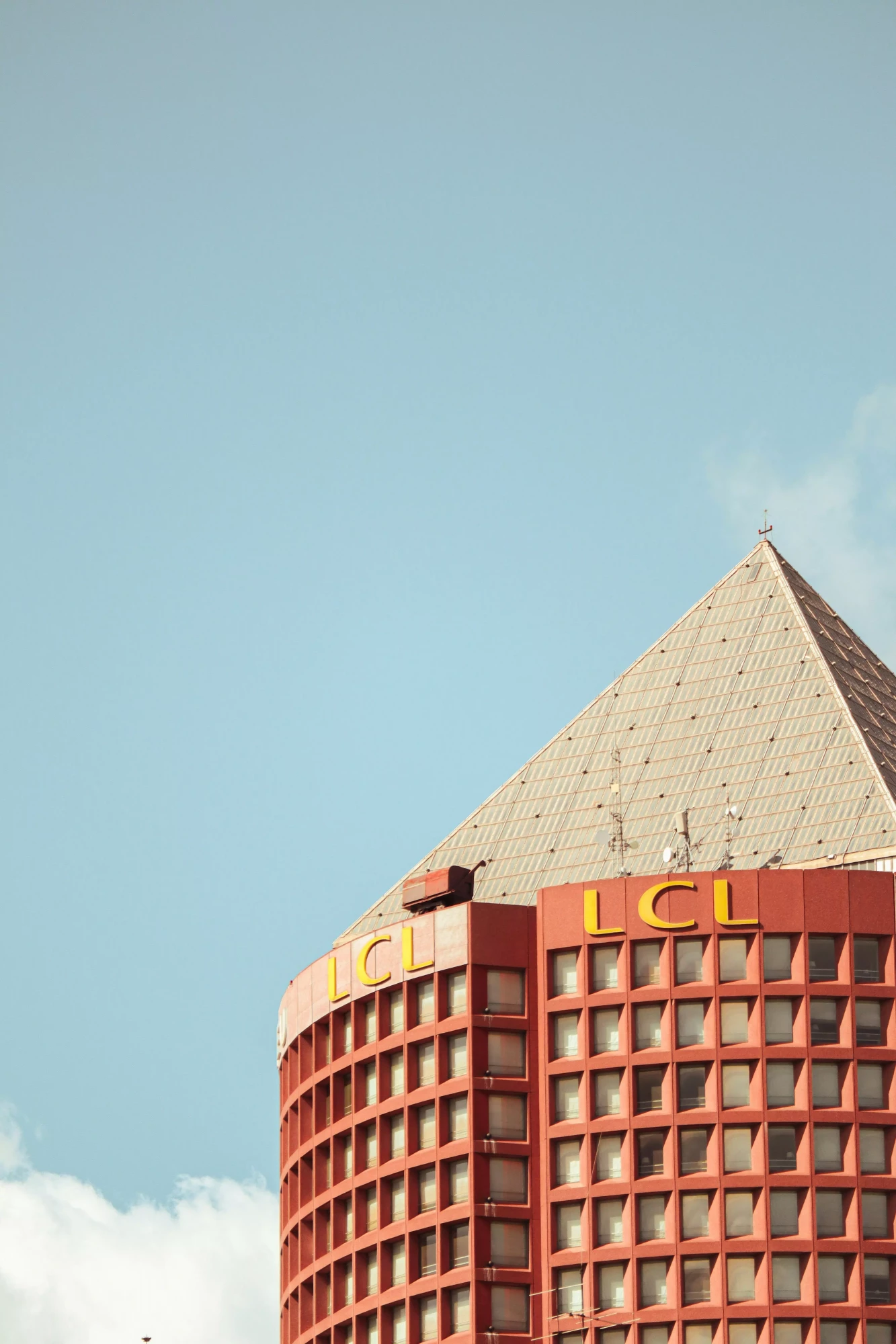 Close up of red terracotta roof tiles typical of the Lyon region architecture