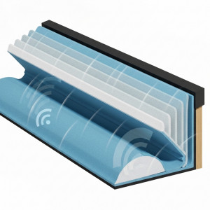 Vue en coupe d'une toiture avec isolation phonique avancée, réduisant le bruit extérieur pour un intérieur calme et serein.