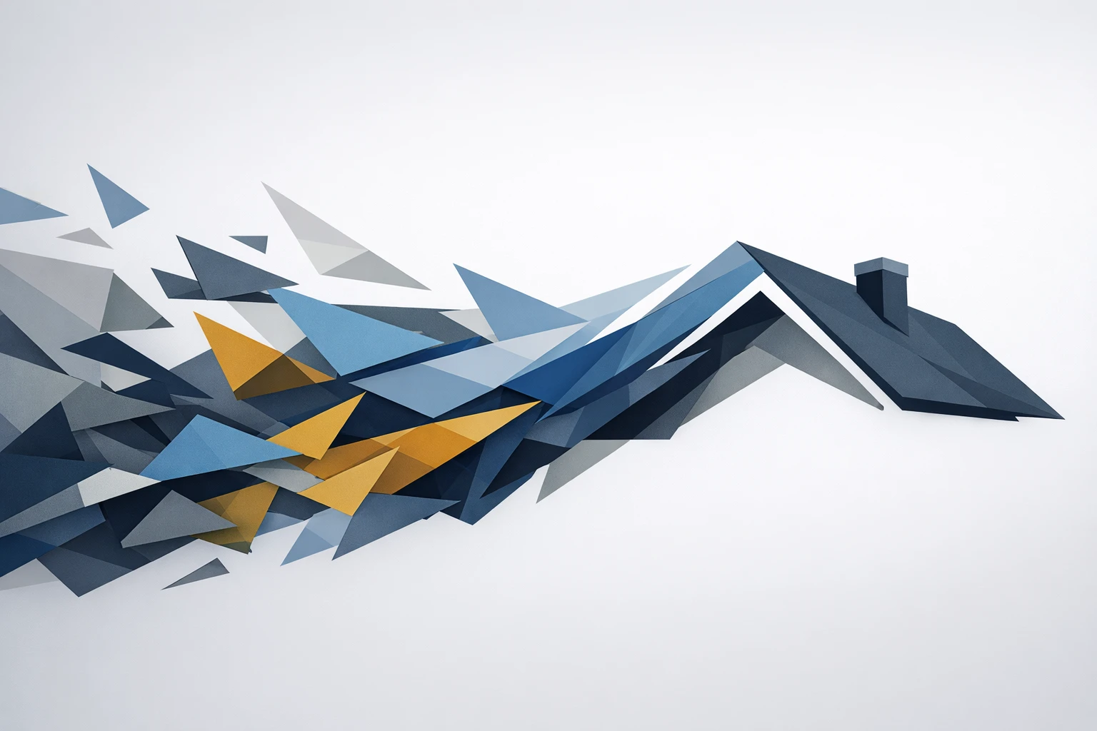 Étapes clés pour obtenir un devis toiture : illustration abstraite et dynamique du processus vers un toit neuf.