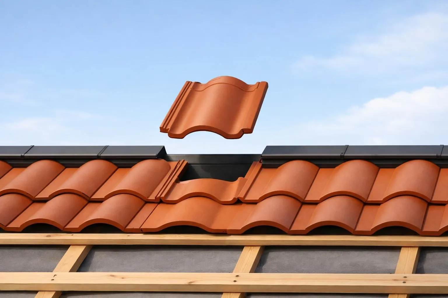 Illustration minimaliste d'une tuile prête à être posée, symbolisant l'expertise d'une société toiture Villefranche-sur-Saône